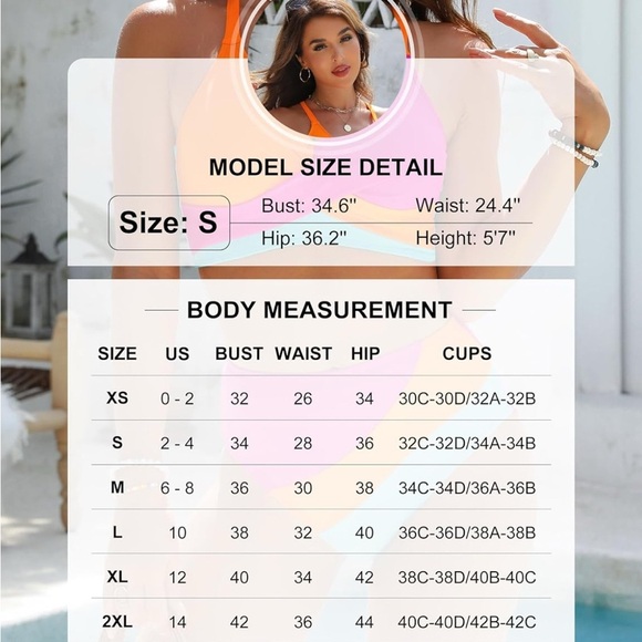 Vibrant Pink and Orange Women's Swimwear - Picture 4 of 5